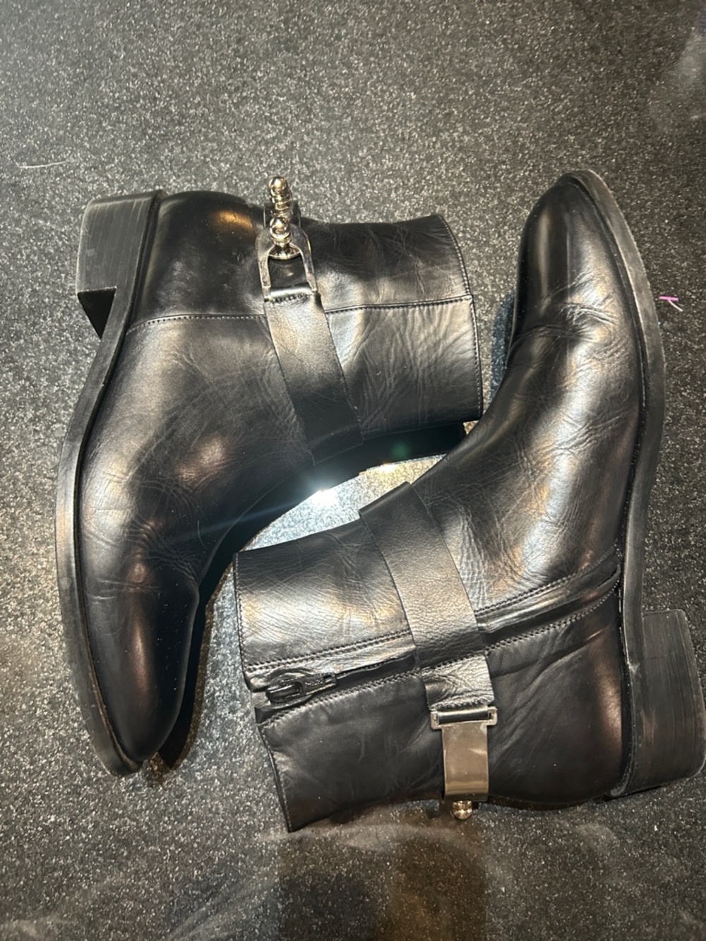 Eugenia Kim Black Ankle Boots with silver harness sz 39
